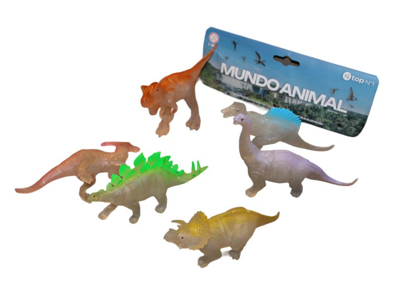 DINOSAURIOS DE GOMA X 6PCS FLUO