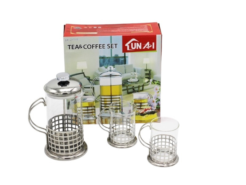 CAFETERA/TETERA 600ML C/2 TZ - 3PCS E/C