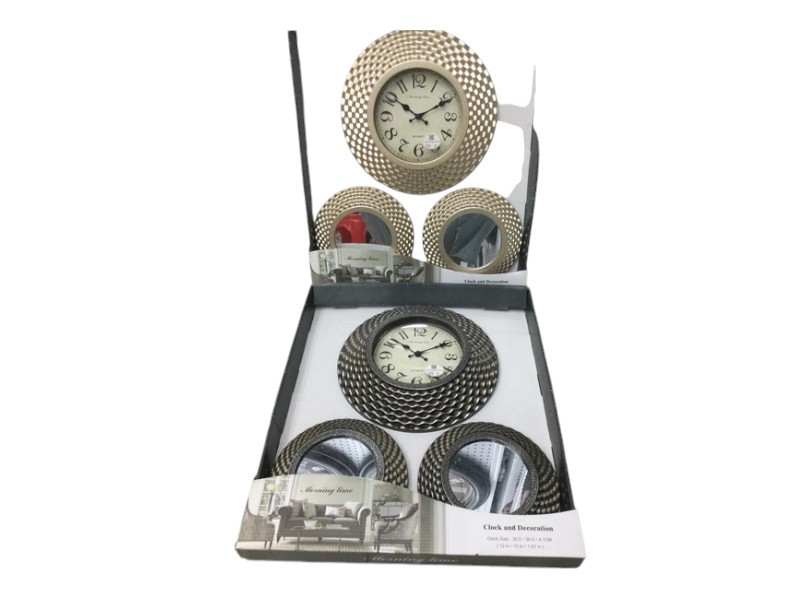 RELOJ 30CM + 2 ESPEJOS / 3 PCS